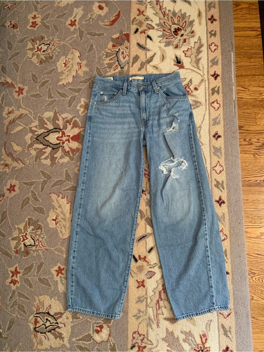 Levi's Light Blue Distressed Baggy Dad Jean